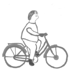 handdrawn illustration of a woman on a bicycle